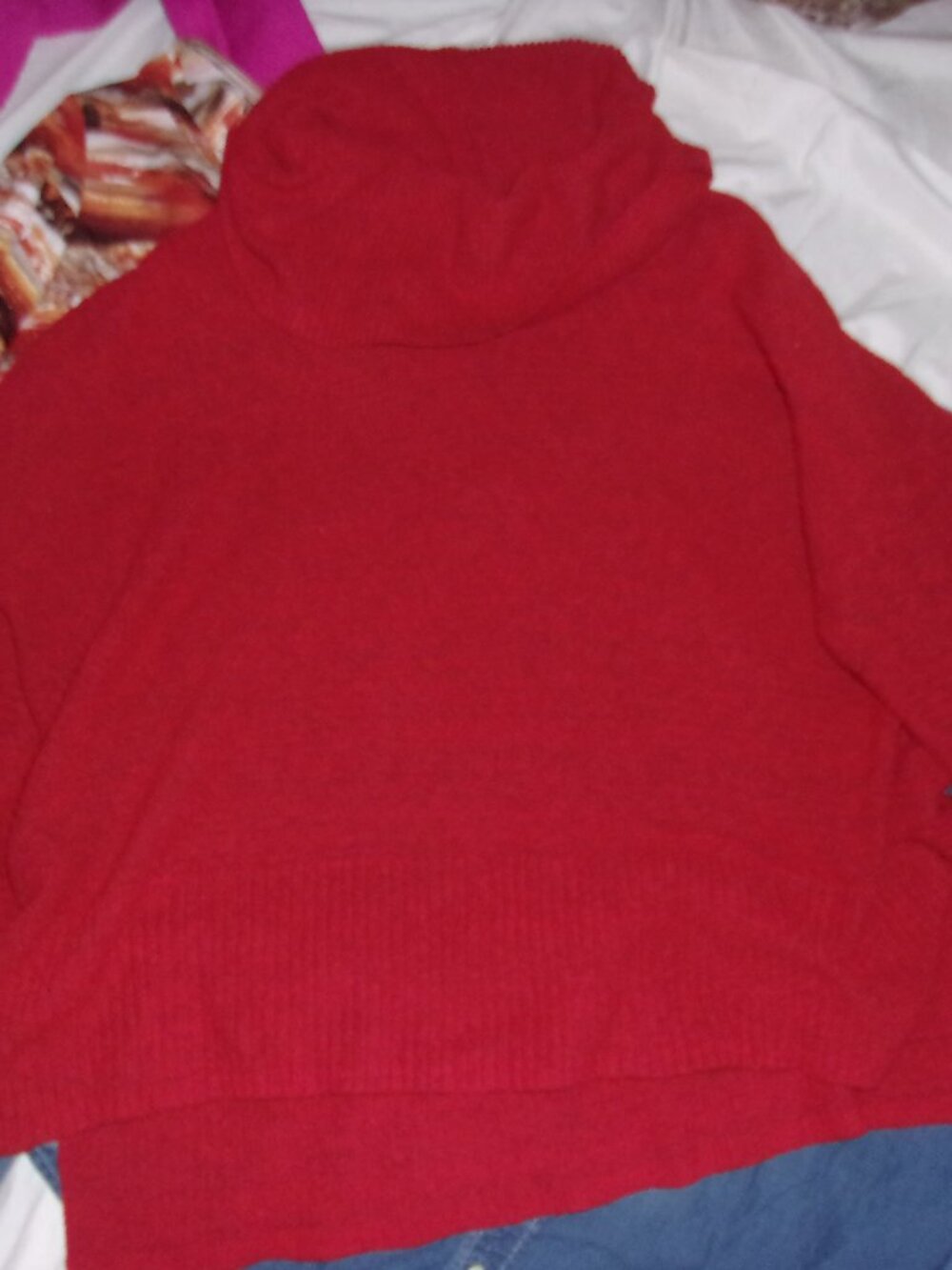 size xxl womens knit sweater 2 x 2x red cowl neck pull over